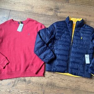 Ralph Lauren size large (14-16) puffer jacket and sweatshirt set